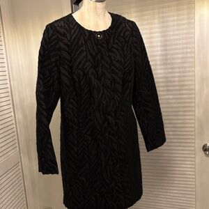 Dana Buchman Black Textured Pea Coat